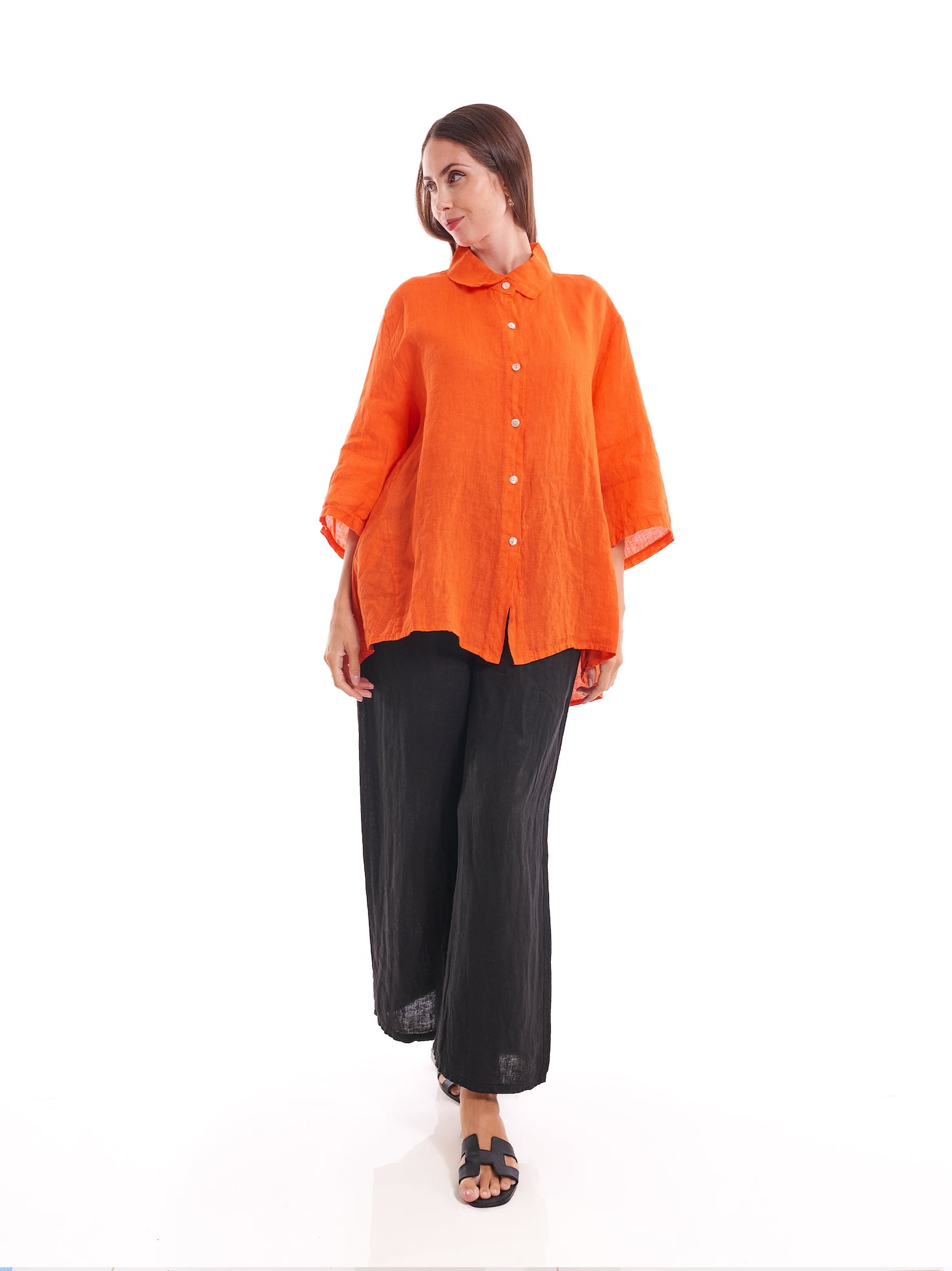 Sunset Glow Oversized Shirt – Cotton Linen Blend