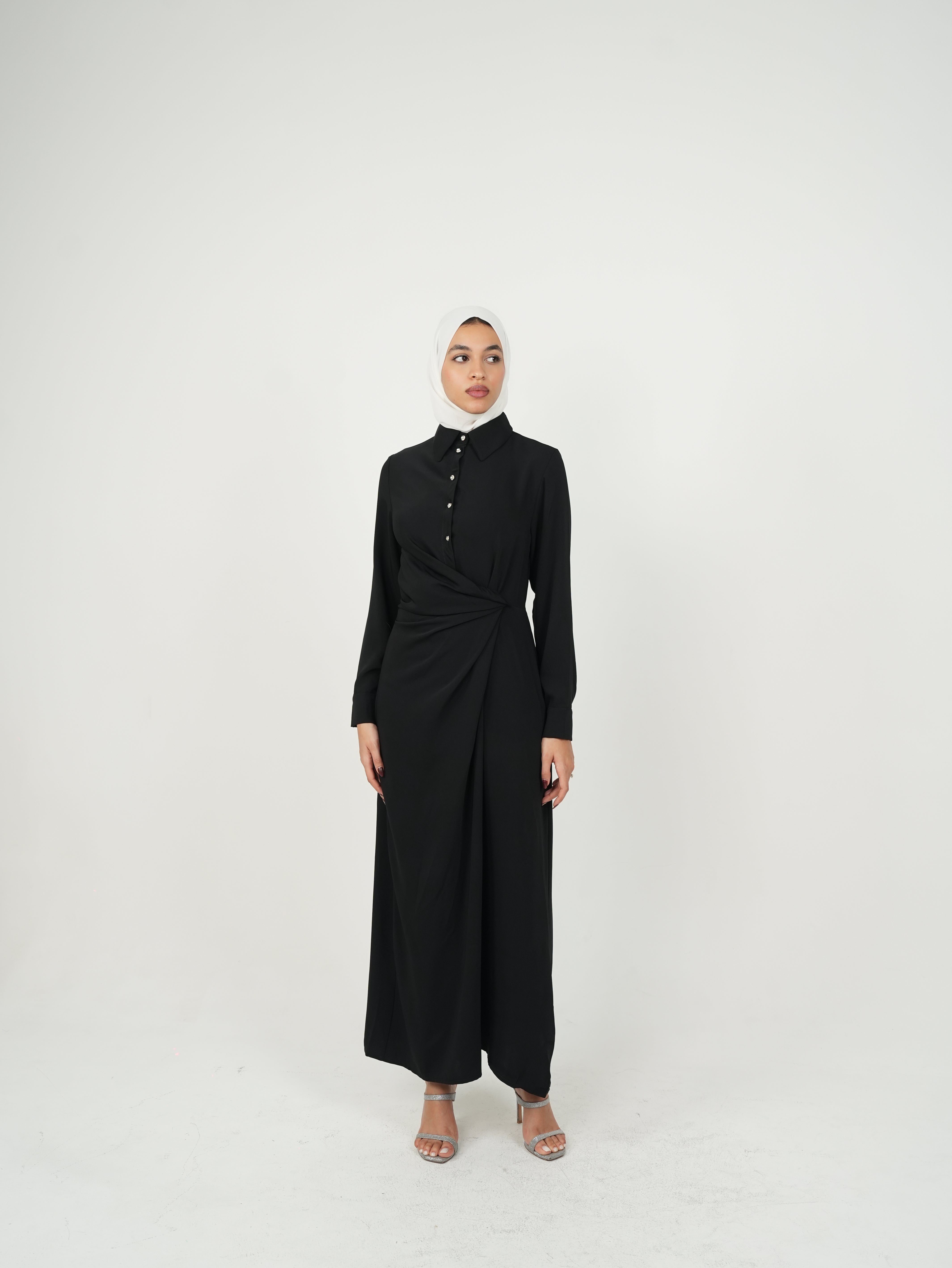 Black Elegance with Waist Knob