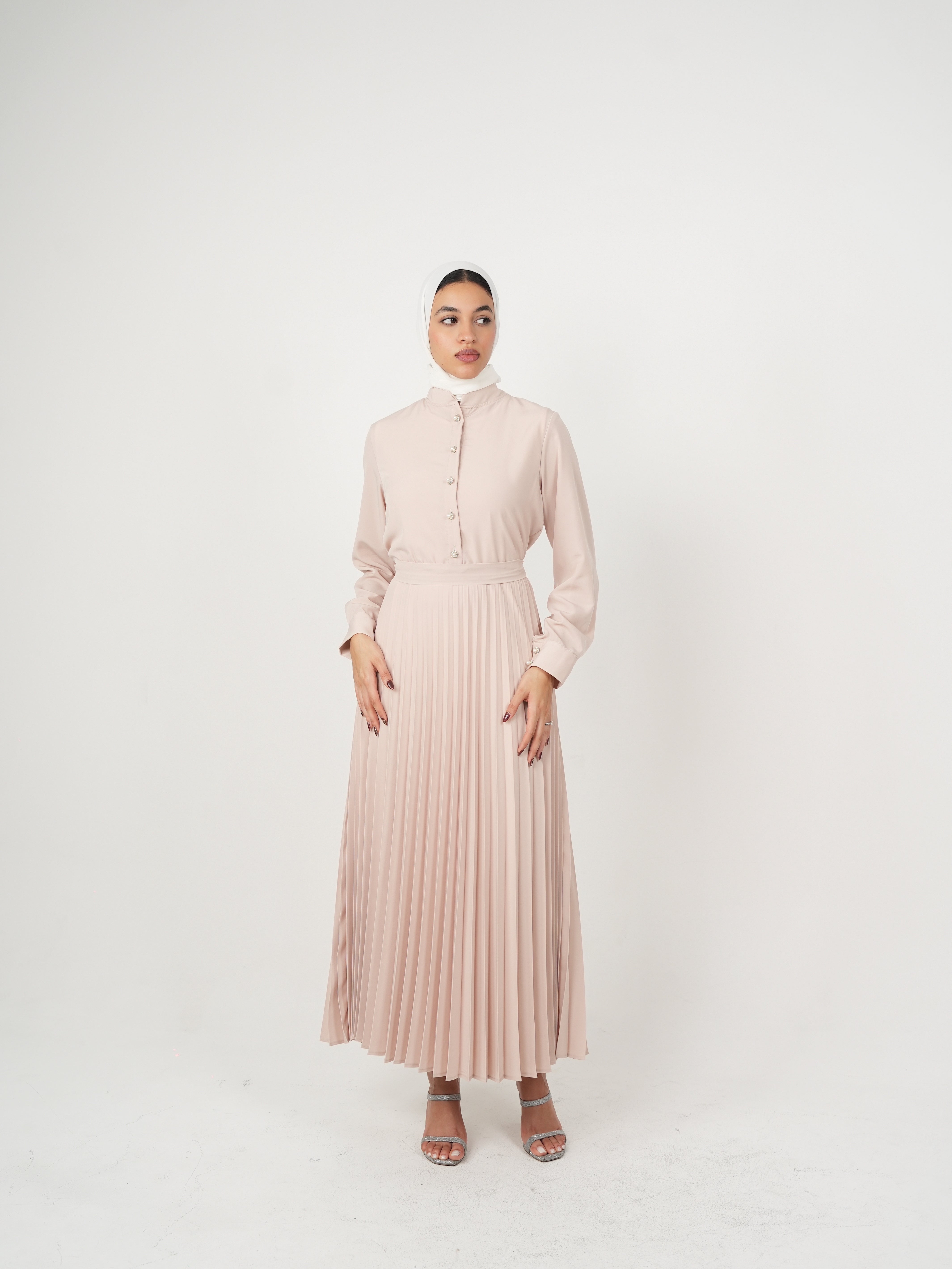 Long Sleeve Pleated Maxi
