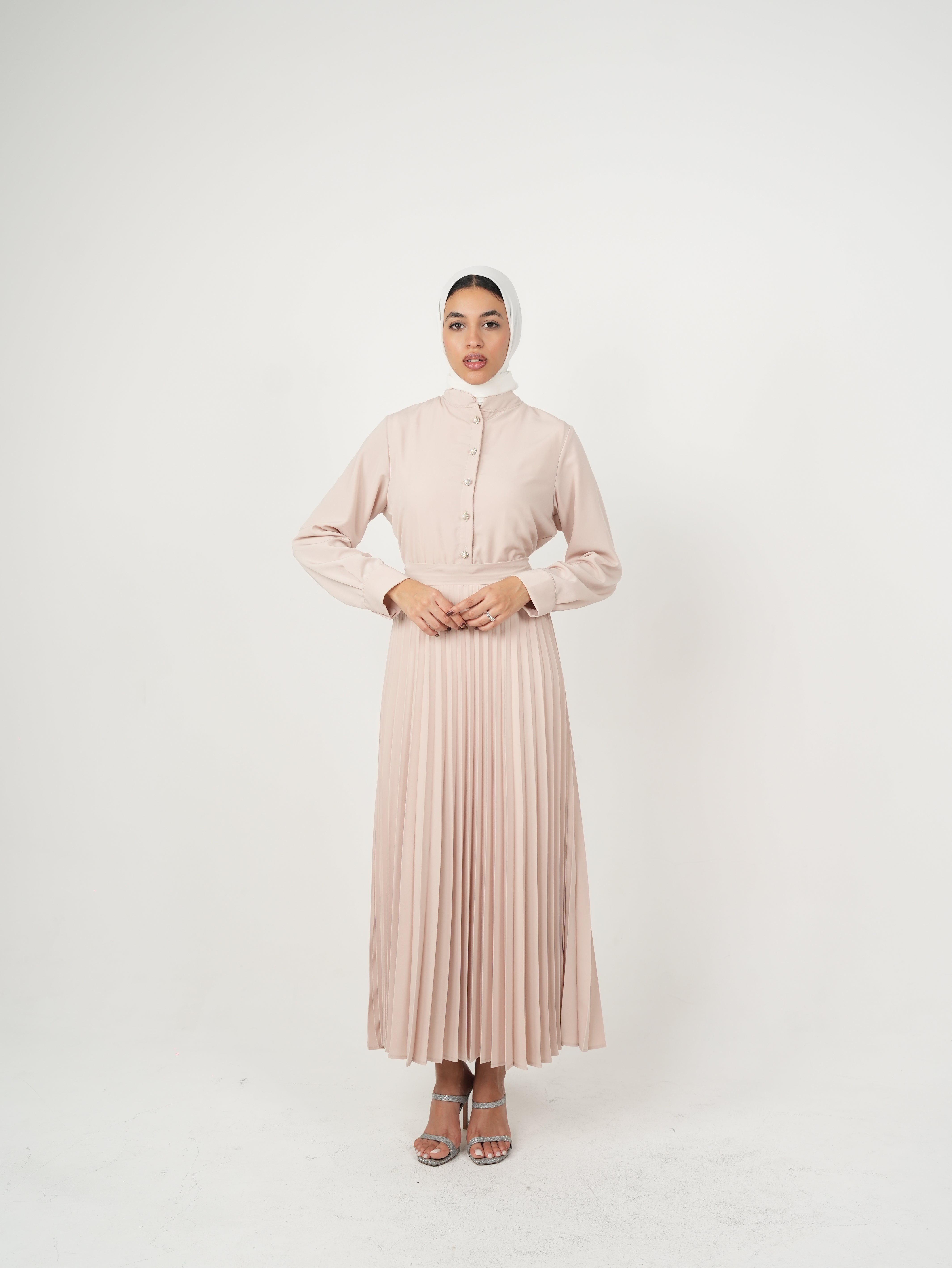 Long Sleeve Pleated Maxi