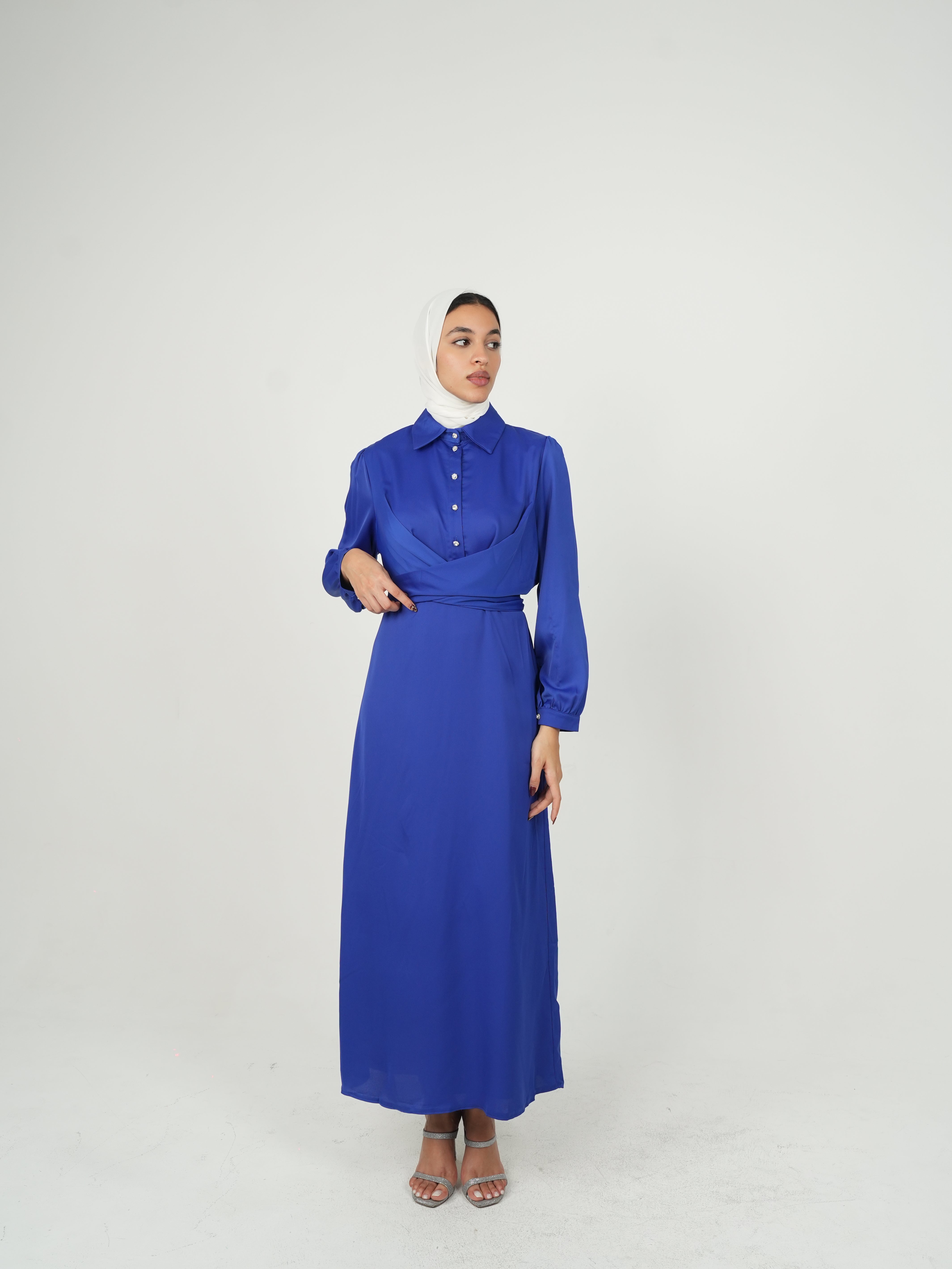 Satin Wrap Around Blue