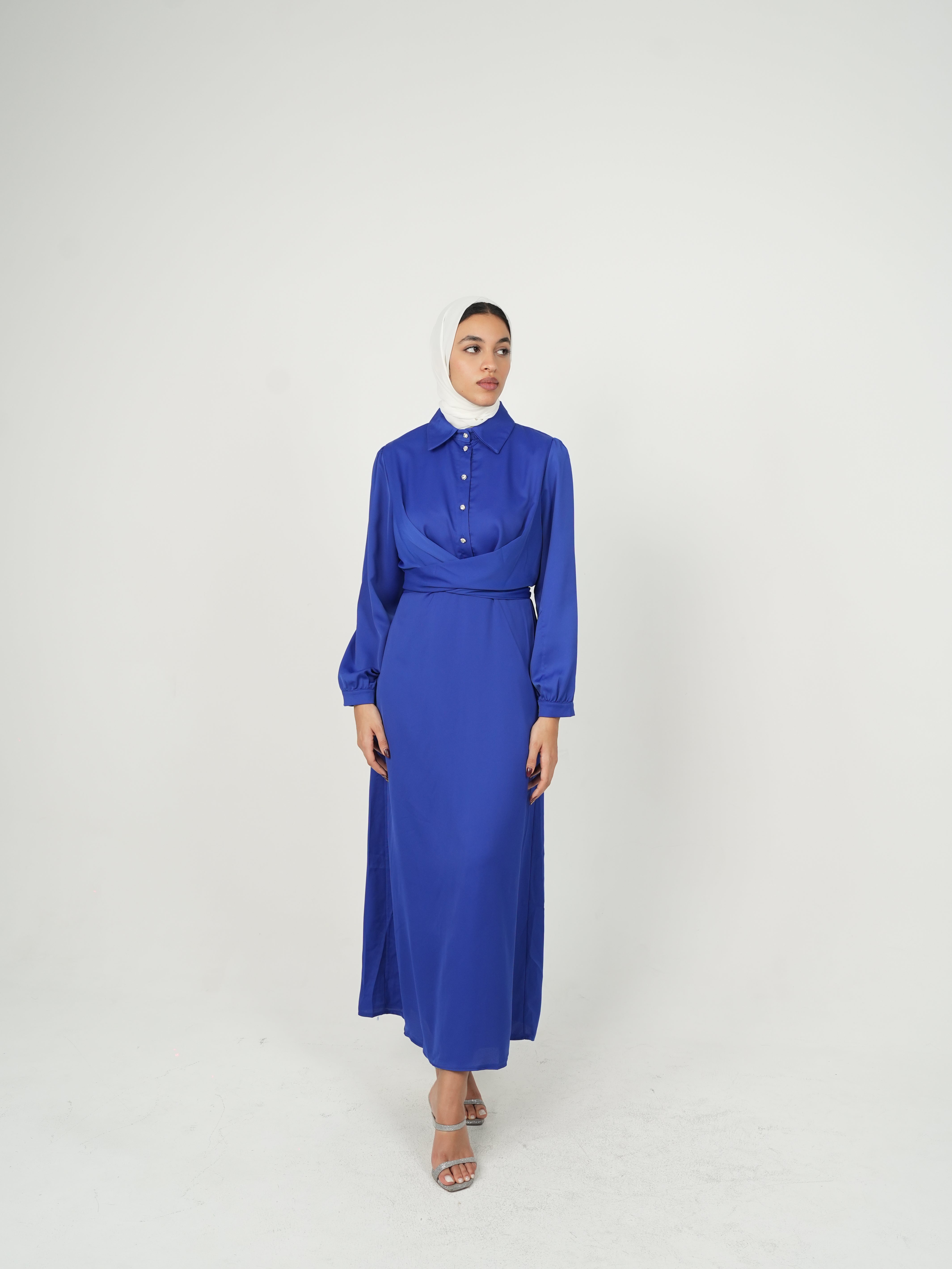 Satin Wrap Around Blue