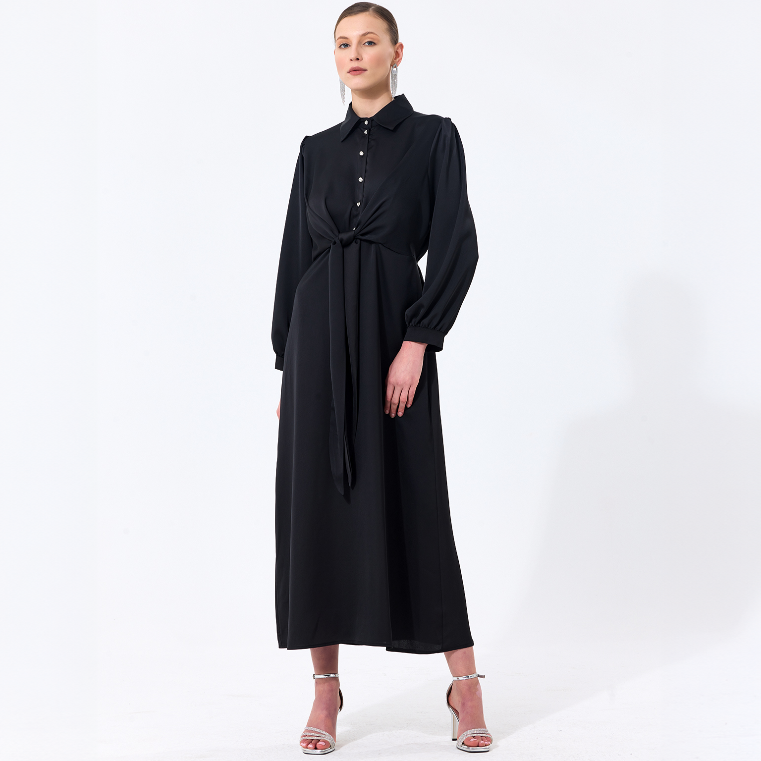 Satin Wrap Around Black